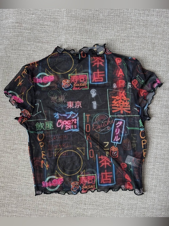Forever 21 Tops - Neon Tokyo Mesh Short Sleeve Top - Black size Large